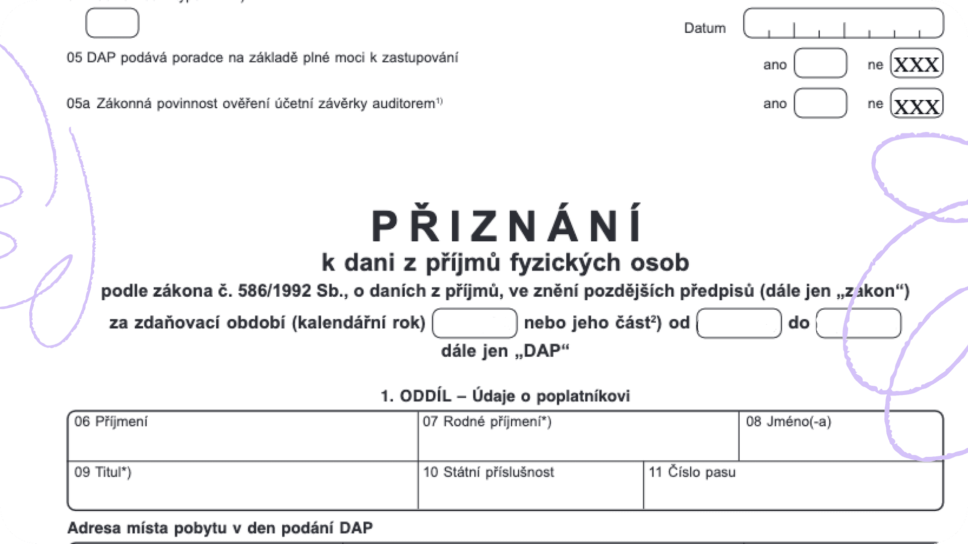 Tax form in the Czech republic